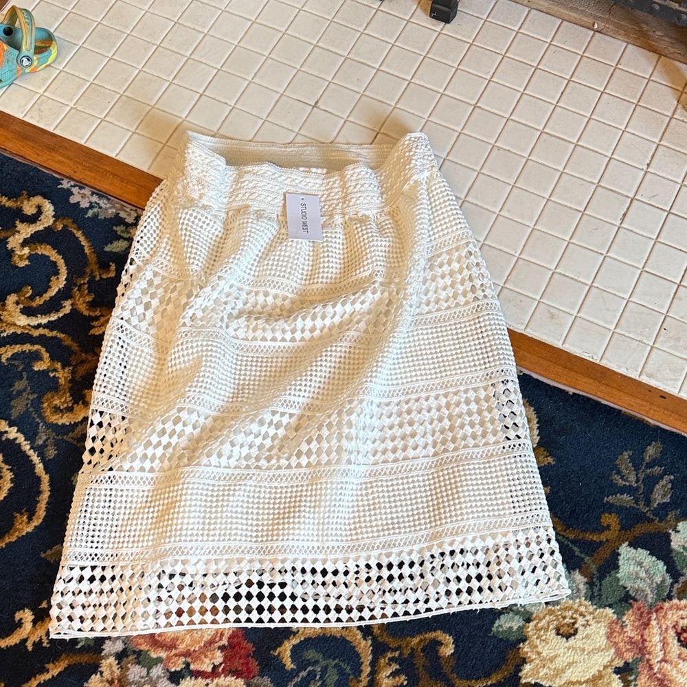 Studio West White Crochet Skirt‎